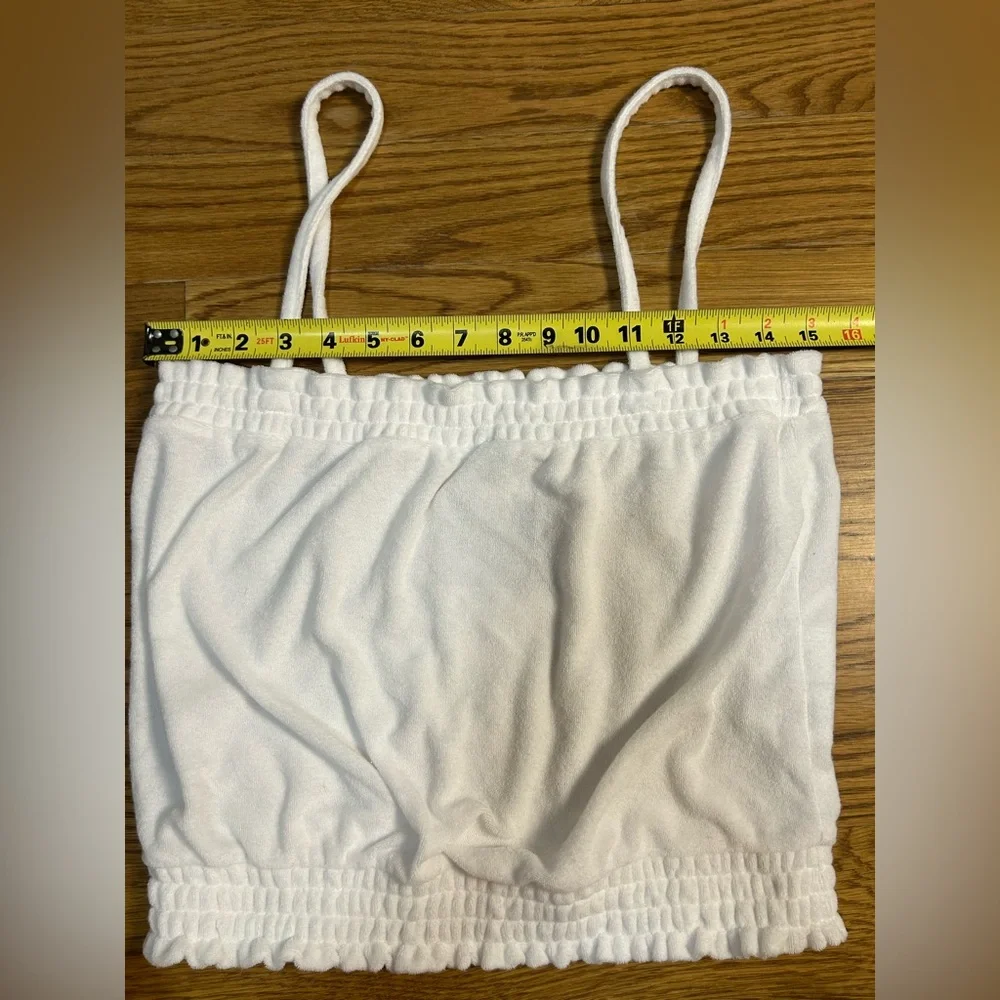 J Crew Smocked Towel Terry Tank Top White‎